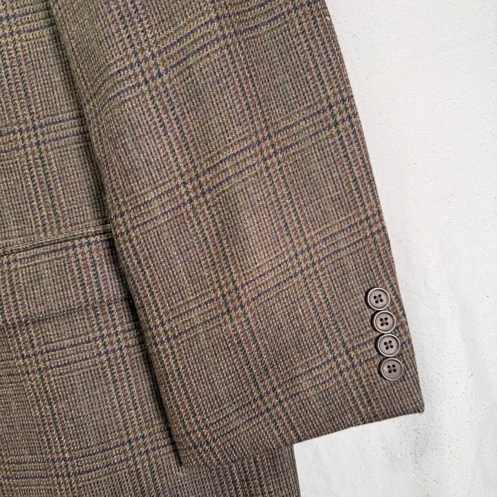 Lauren Ralph Lauren Blazer Mens 46L Brown Glen Check Wool Two Button Notch